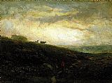 Edward Mitchell Bannister cows descending hillside painting